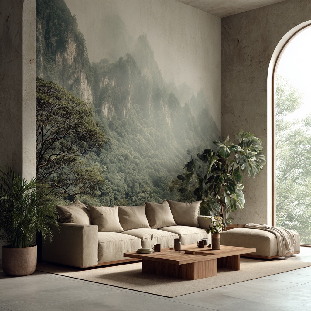 Sala contemporánea con fotomural de pared completa – papel tapiz decorativo personalizado a medida